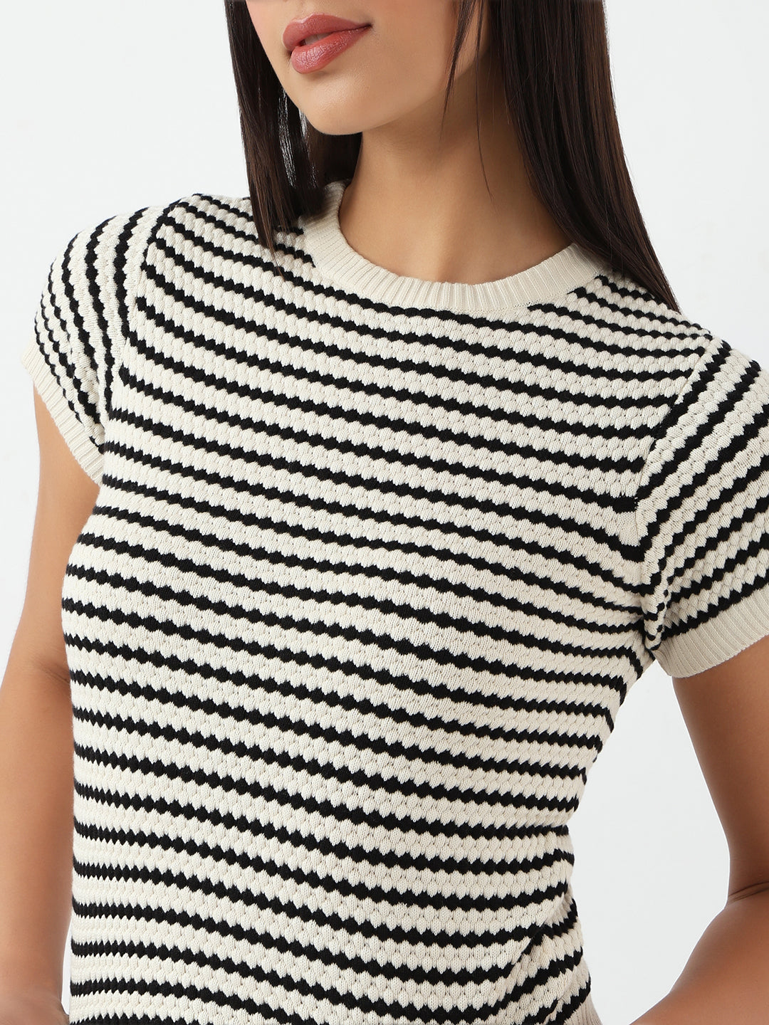 Black/Chalk Slim Flat Knit Top