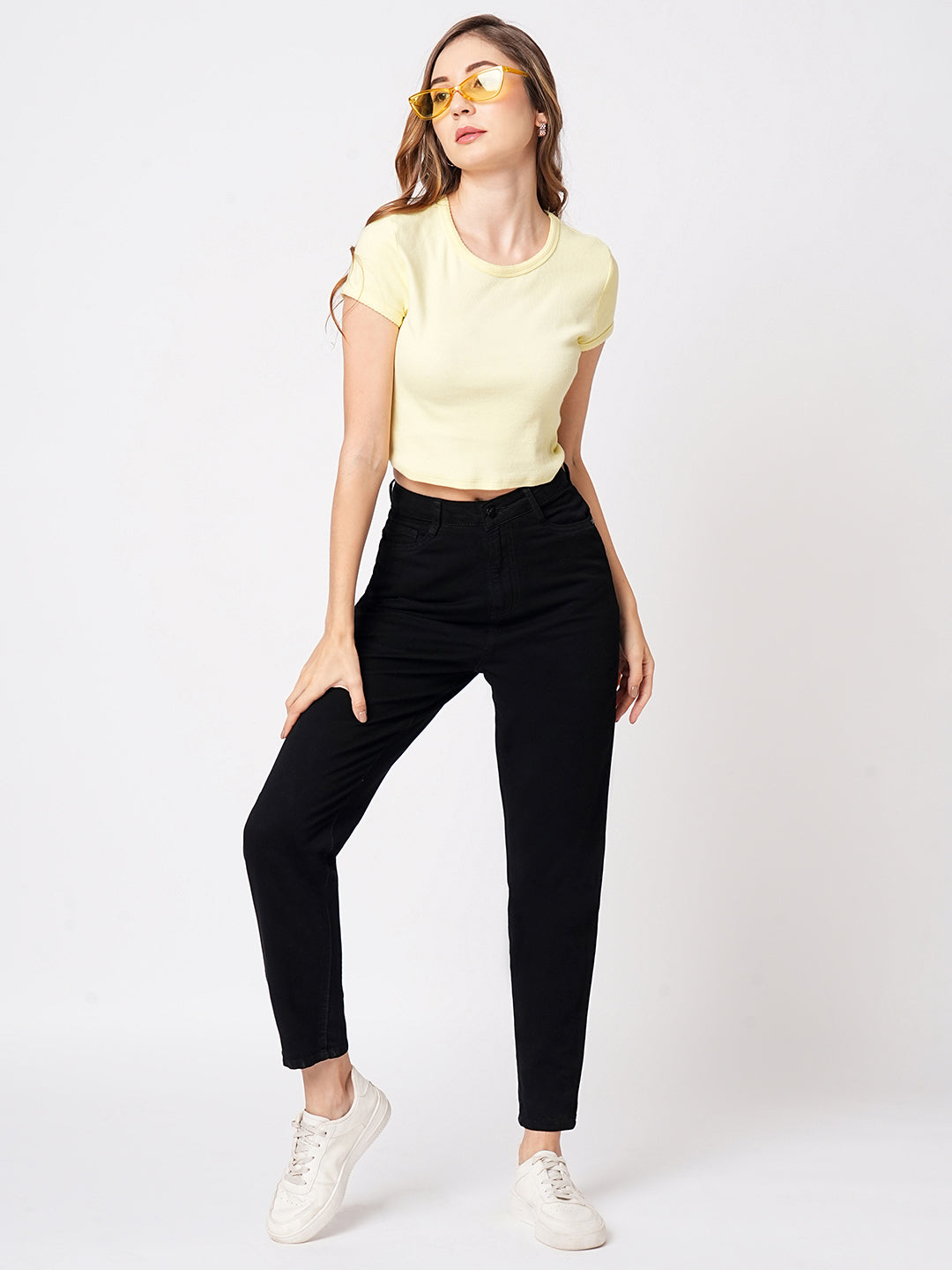 Women Black High-Rise Mom Fit Jeans