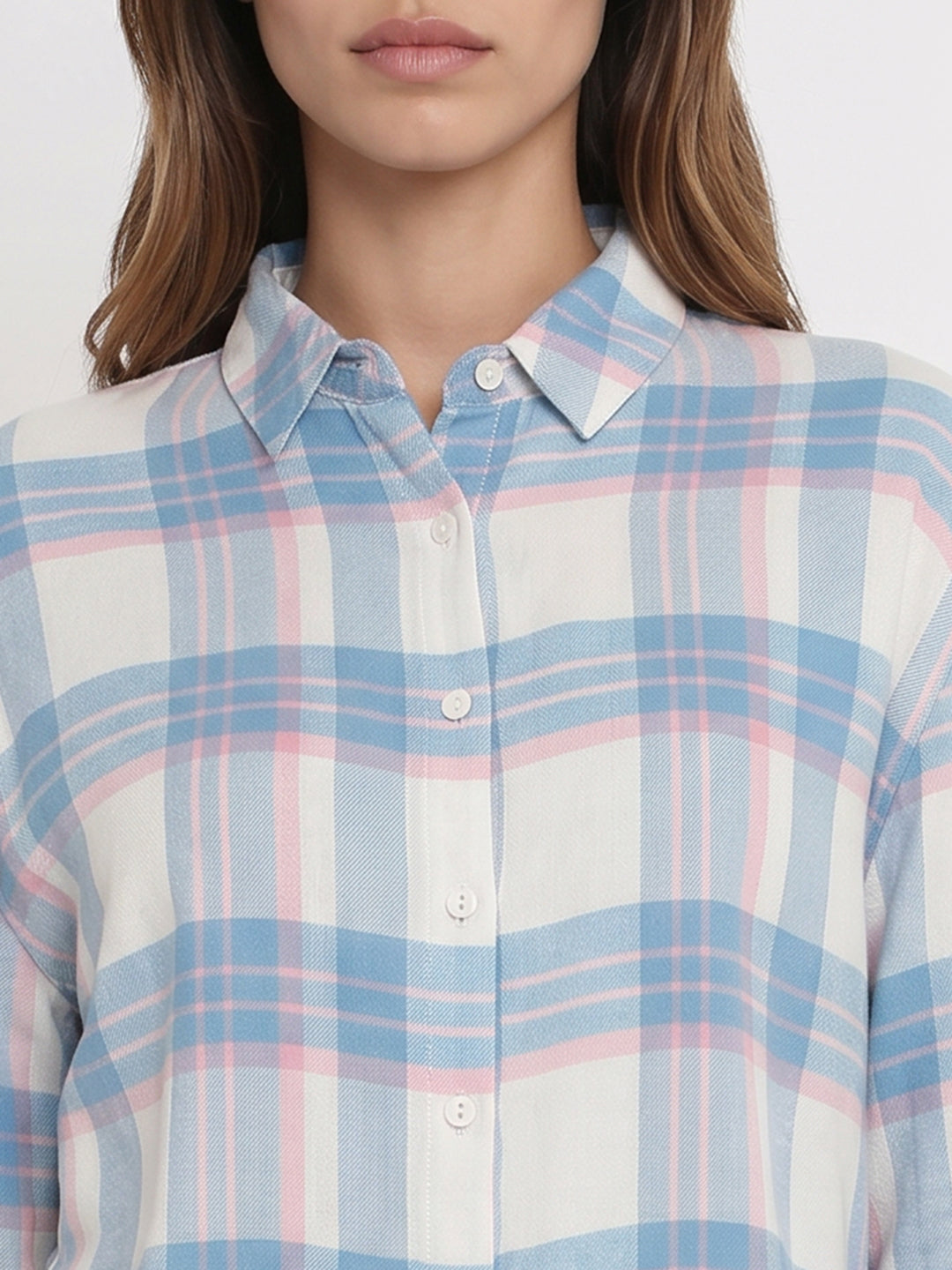 Women Blue/White Checks Shirt