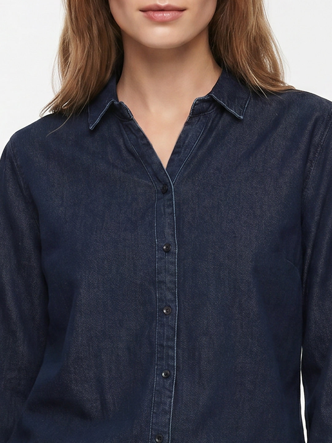 Women Dark Blue Denim Shirt
