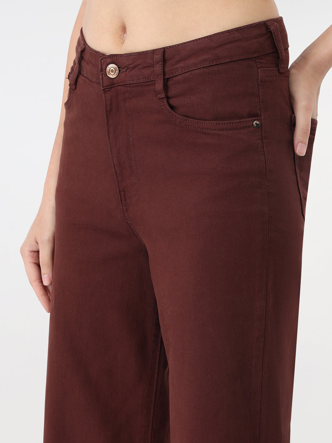 Women Sepia High-Rise Crop Wide Leg Jeans