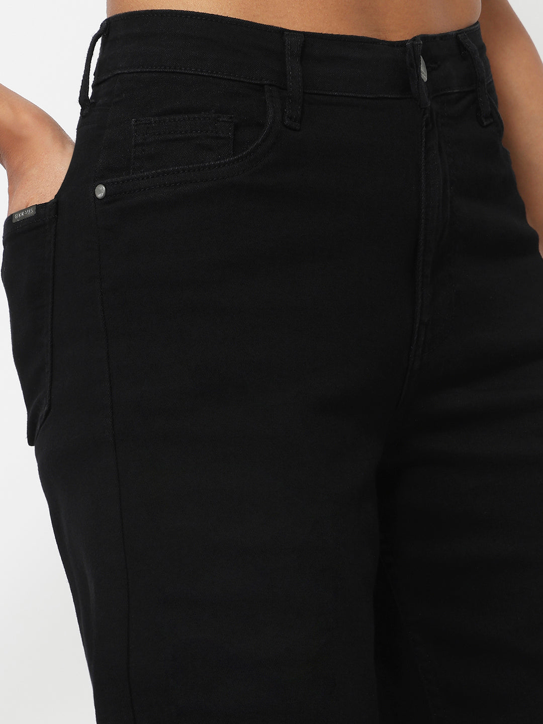 Women Black High-Rise Wide Leg Jeans