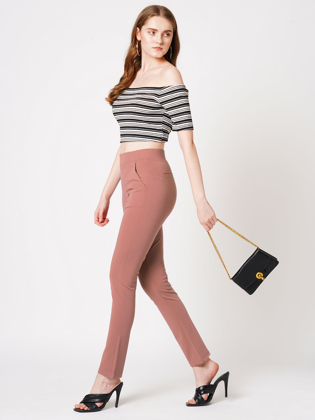 Women Dark Pink High-Rise Skinny Treggings