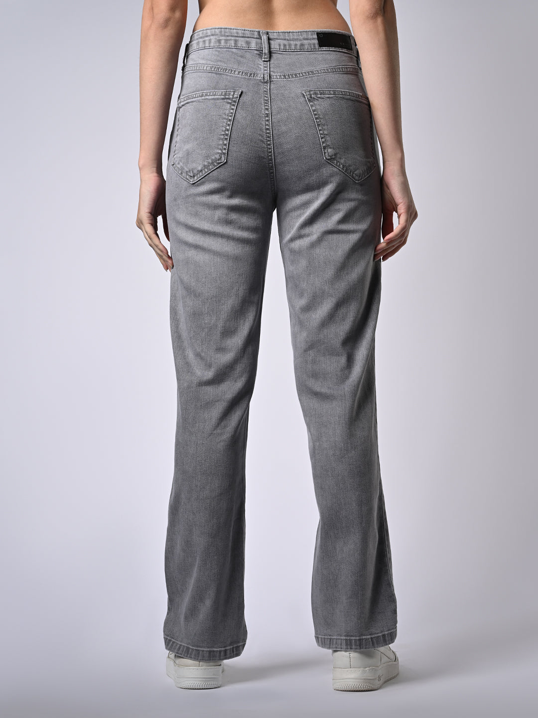 Women Grey High-Rise Relax Straight Fit Jeans