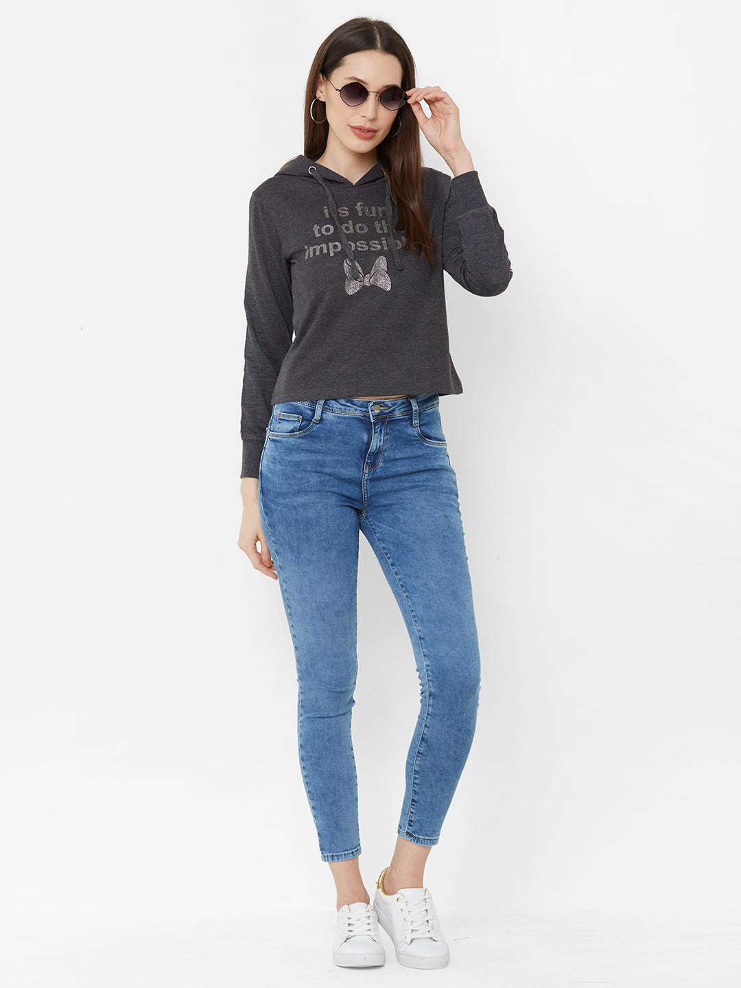 Women Anthra Melange T-Shirt