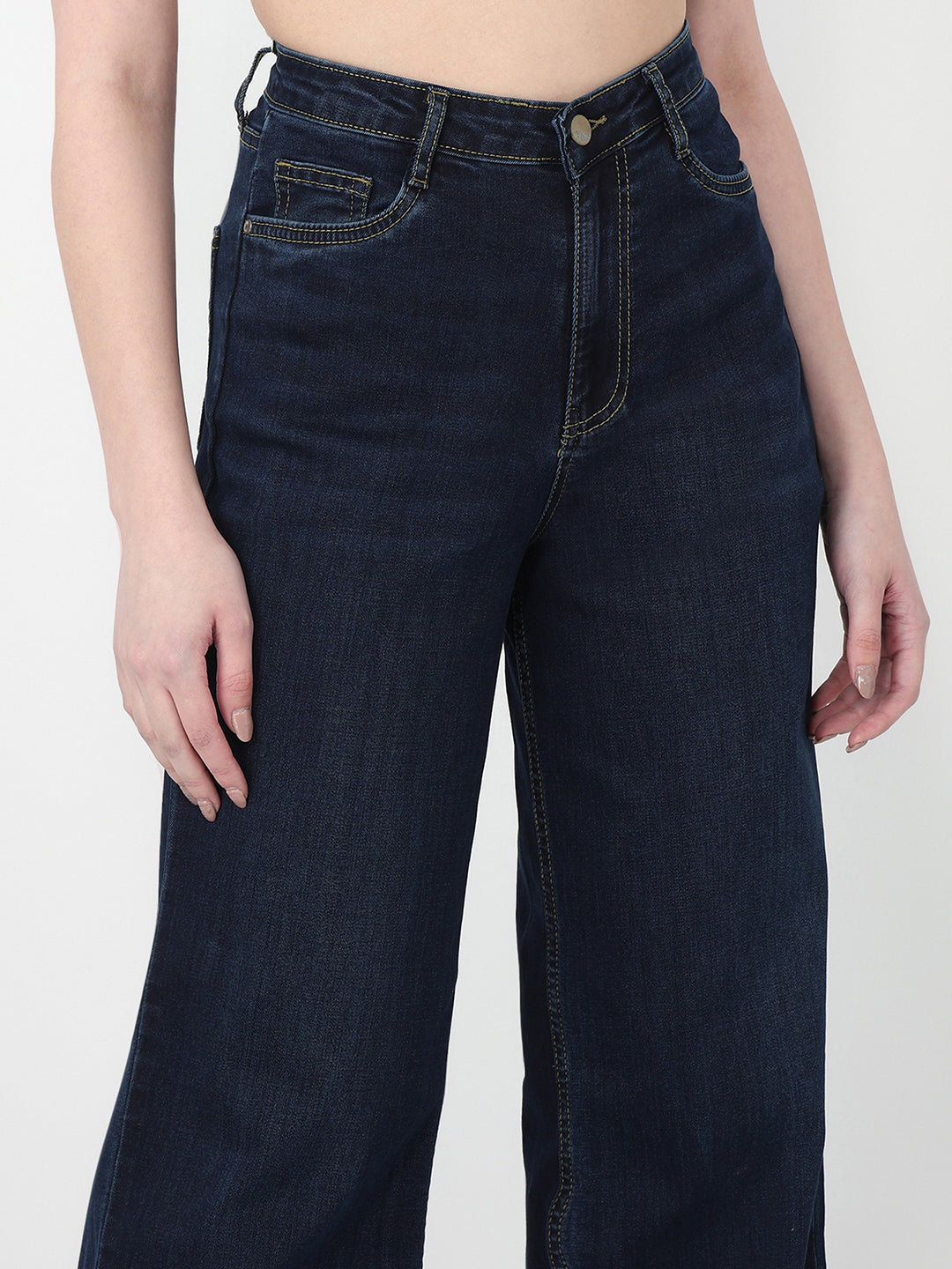 Dark Blue High-Rise Wide Leg Jeans