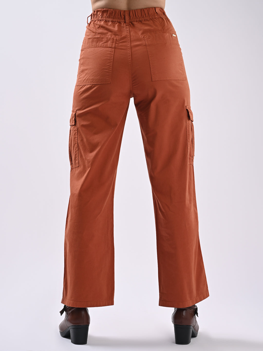 Women Maple Orange Mid-Rise Cargo