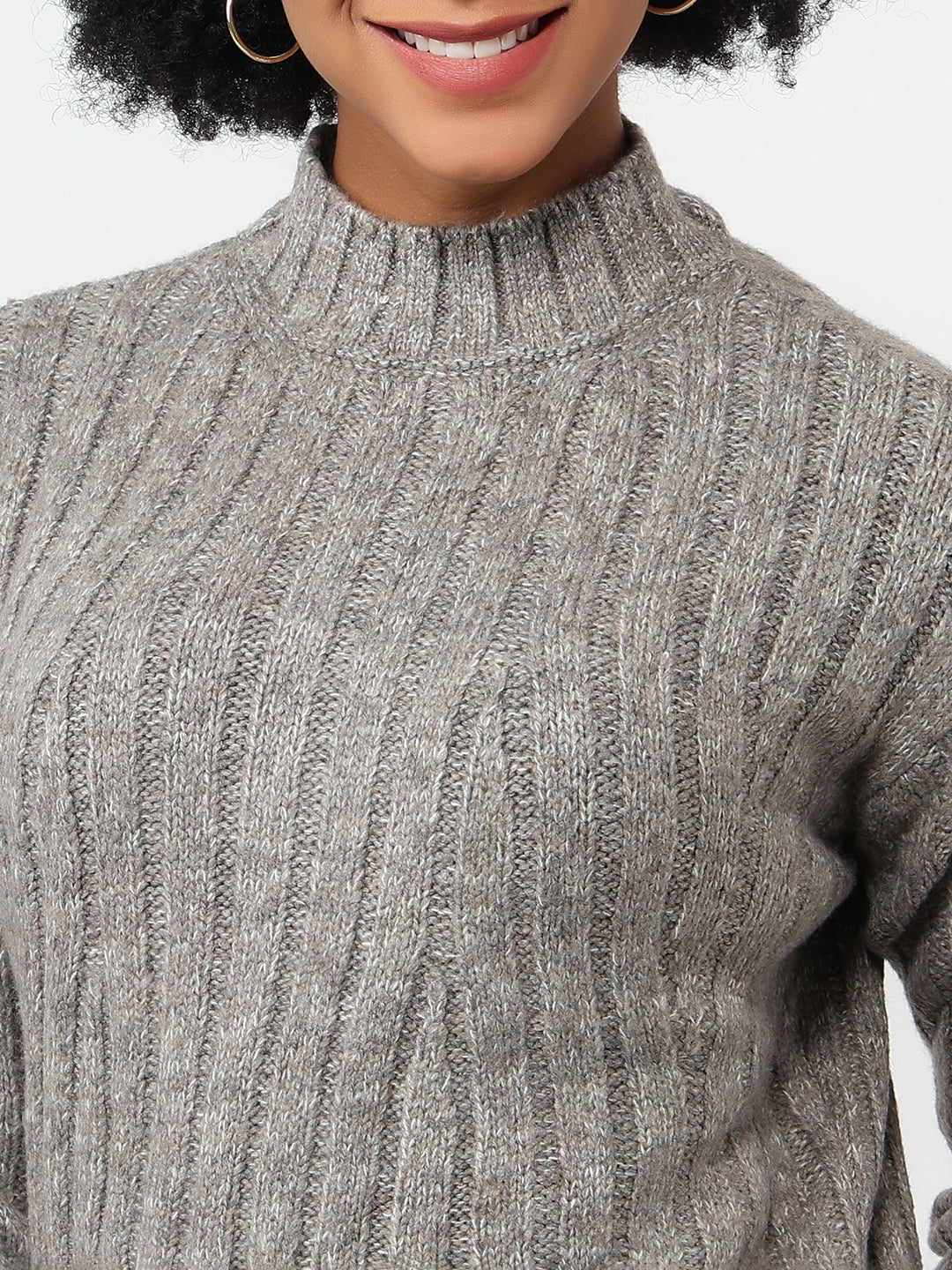 Women Beige Slim Fit Sweater