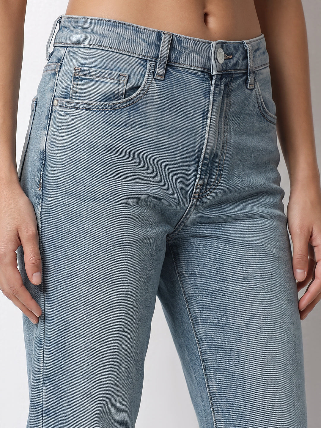 Light Blue High-Rise Crop Flare Jeans