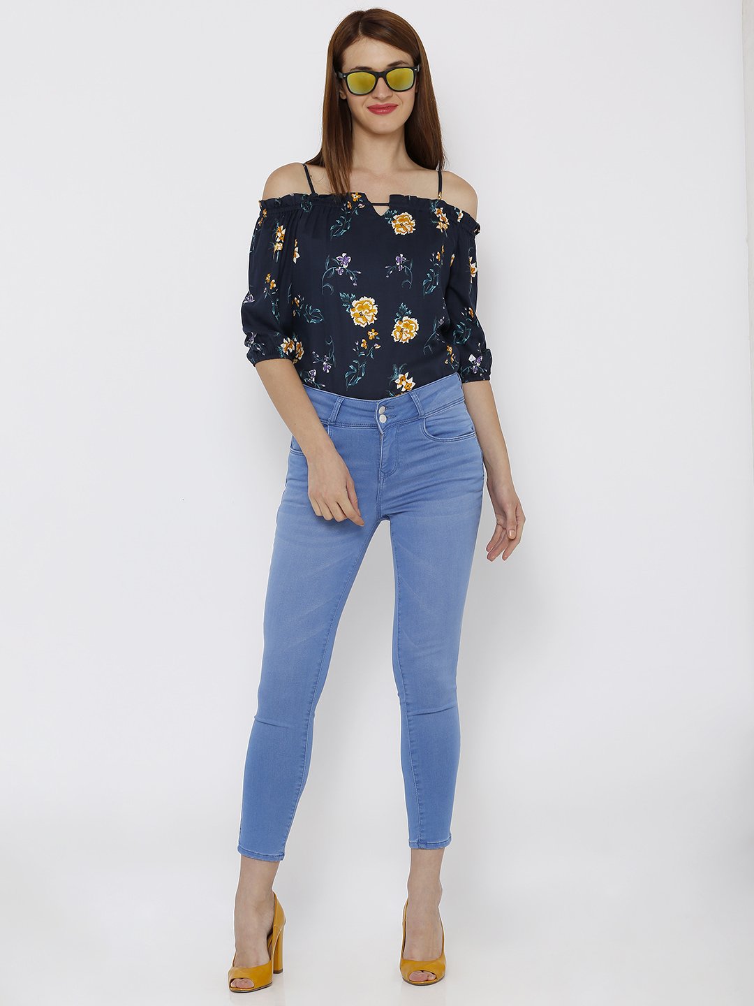 Women Blue High-Rise Skinny Jeans