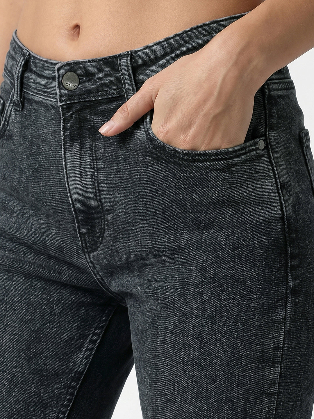 Women Slate Blue High-Rise Crop Flare Jeans