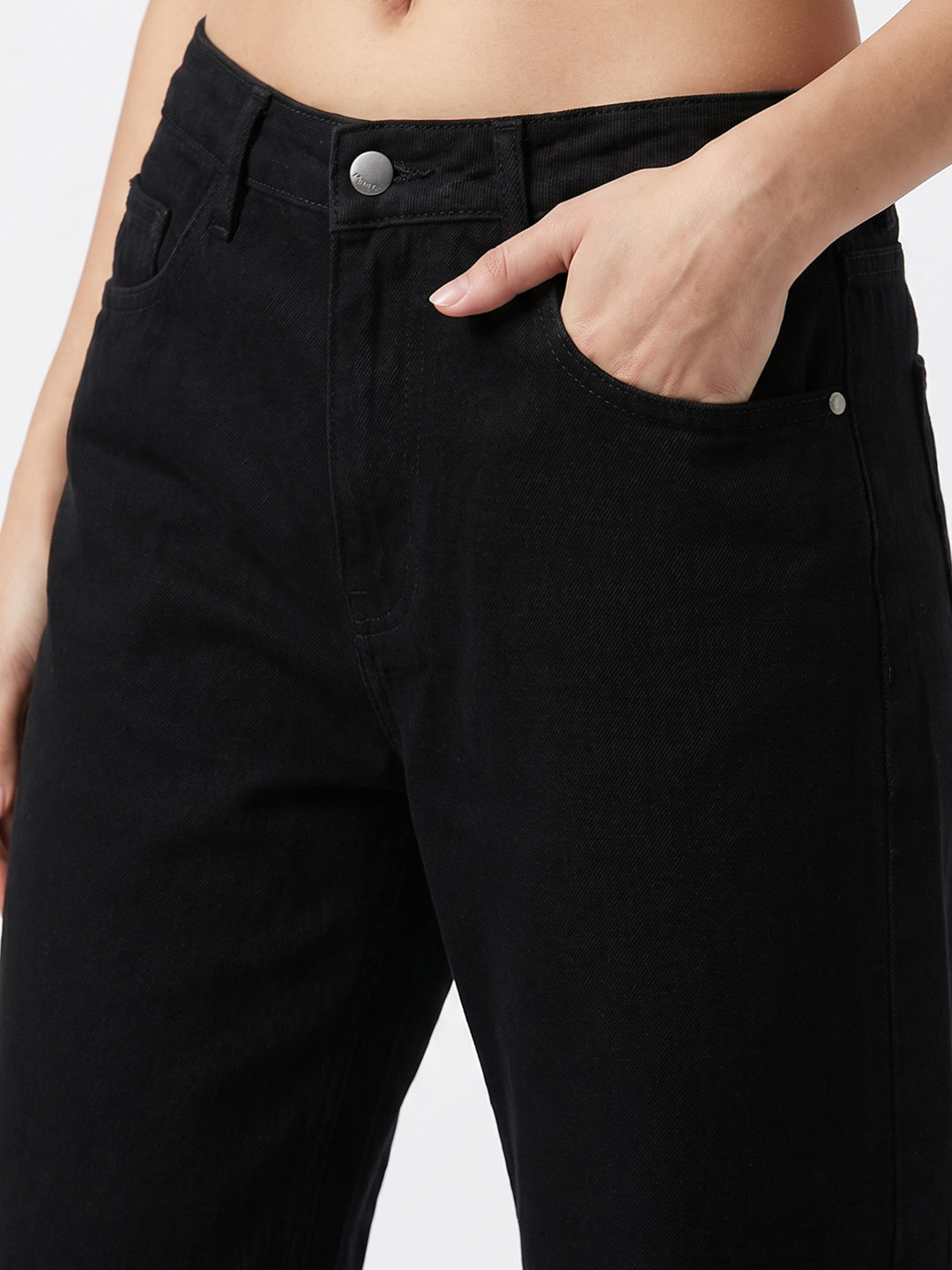 Black High-Rise Straight Fit Jeans