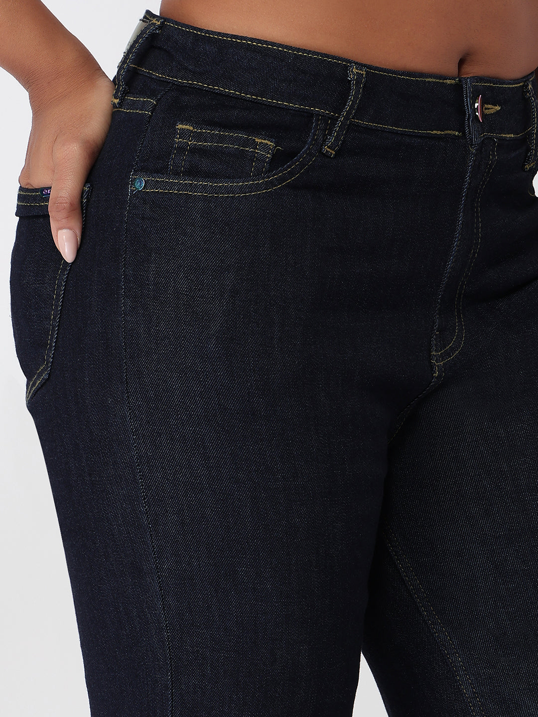 Dark Blue High-Rise Straight Fit Jeans