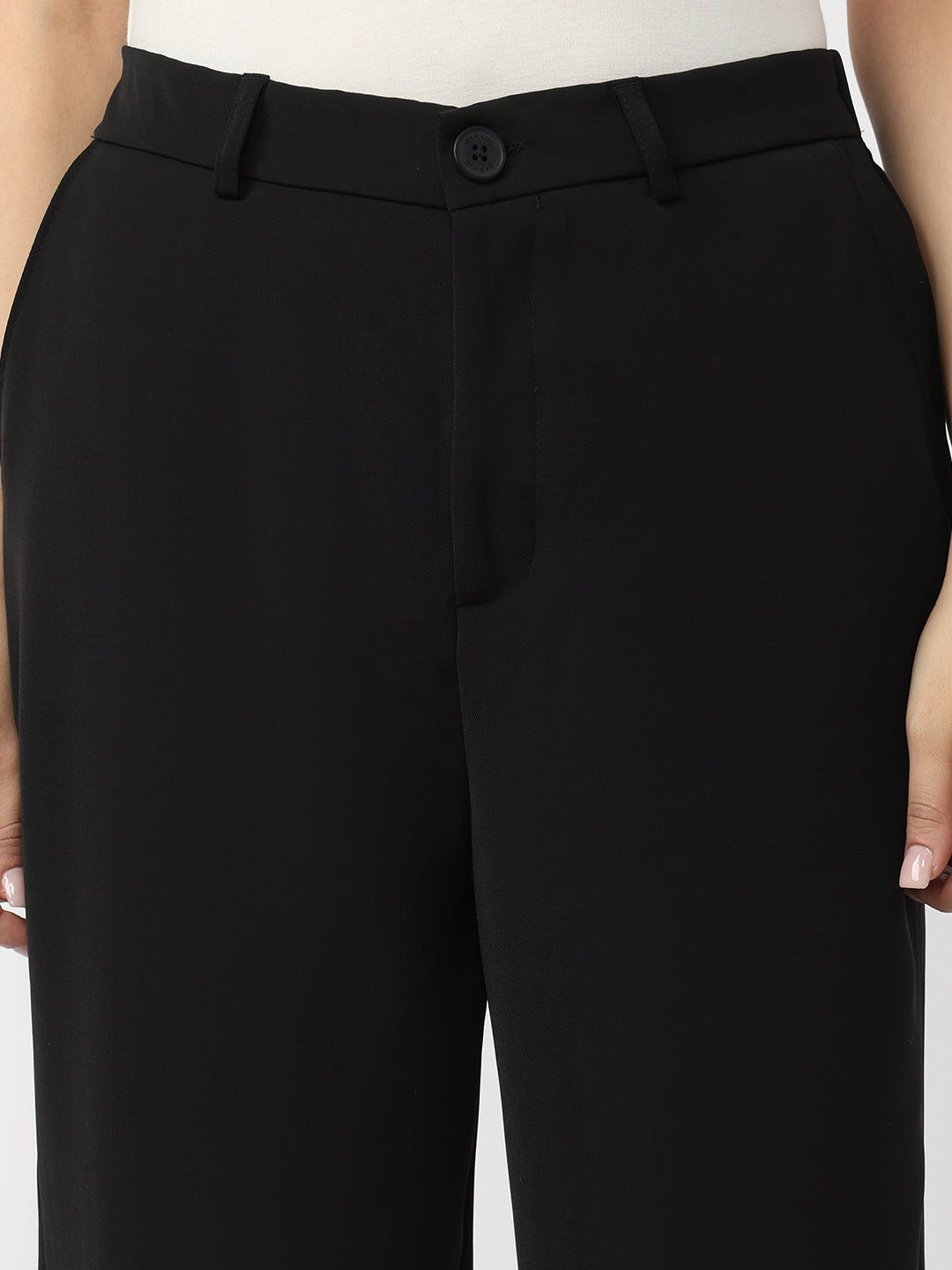 Black High-Rise Straight Fit Korean Pants