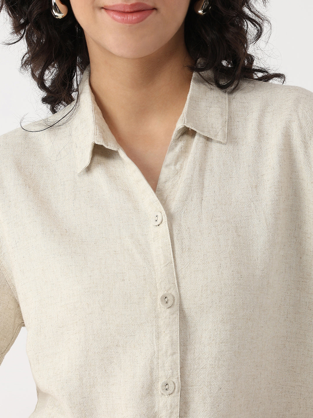 Women Light Natural Crop Shirt
