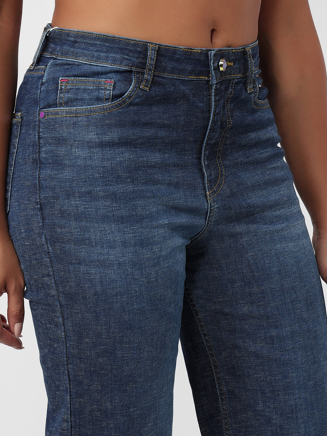 Women Blue High-Rise Straight Fit Jeans