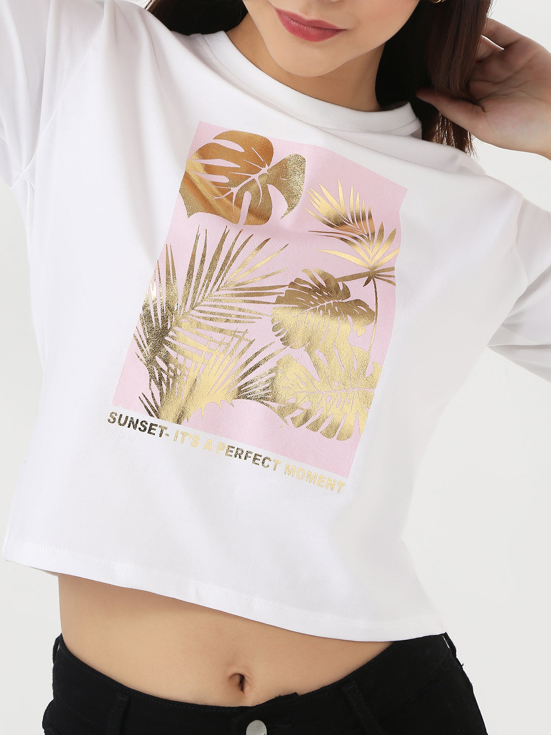 Women White Graphic Crop Genz Tees