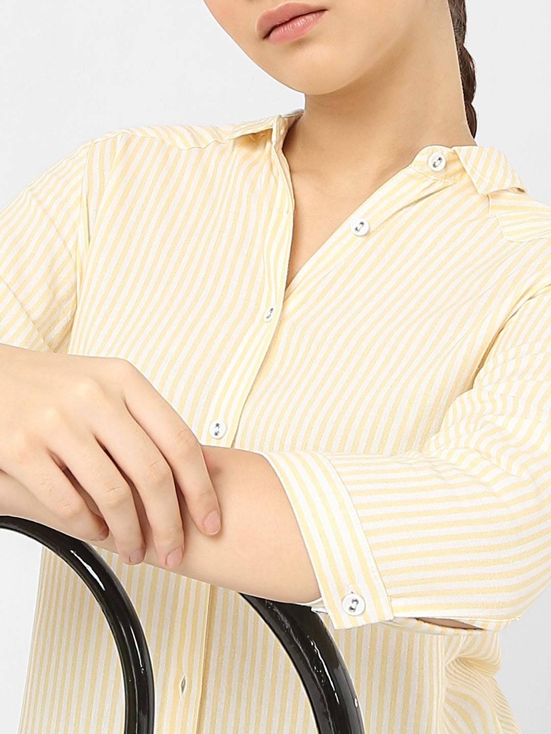 Women Pale Yellow/White Stripe Shirt