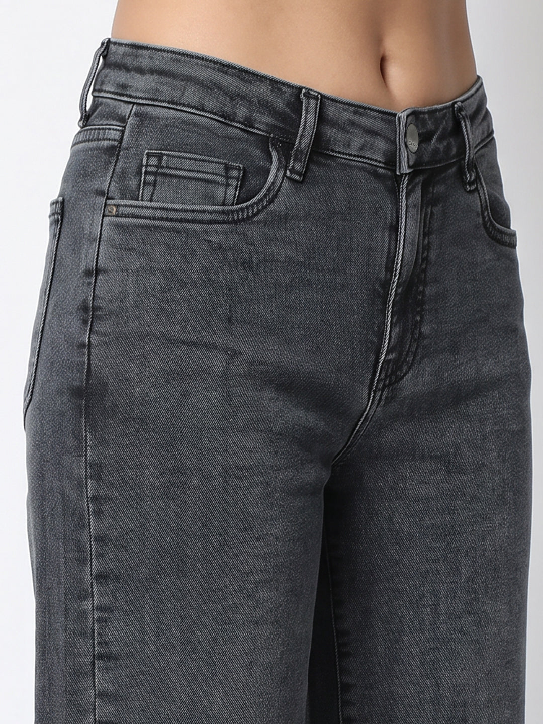 Women Slate Blue Mid-Rise Wide Leg Jeans