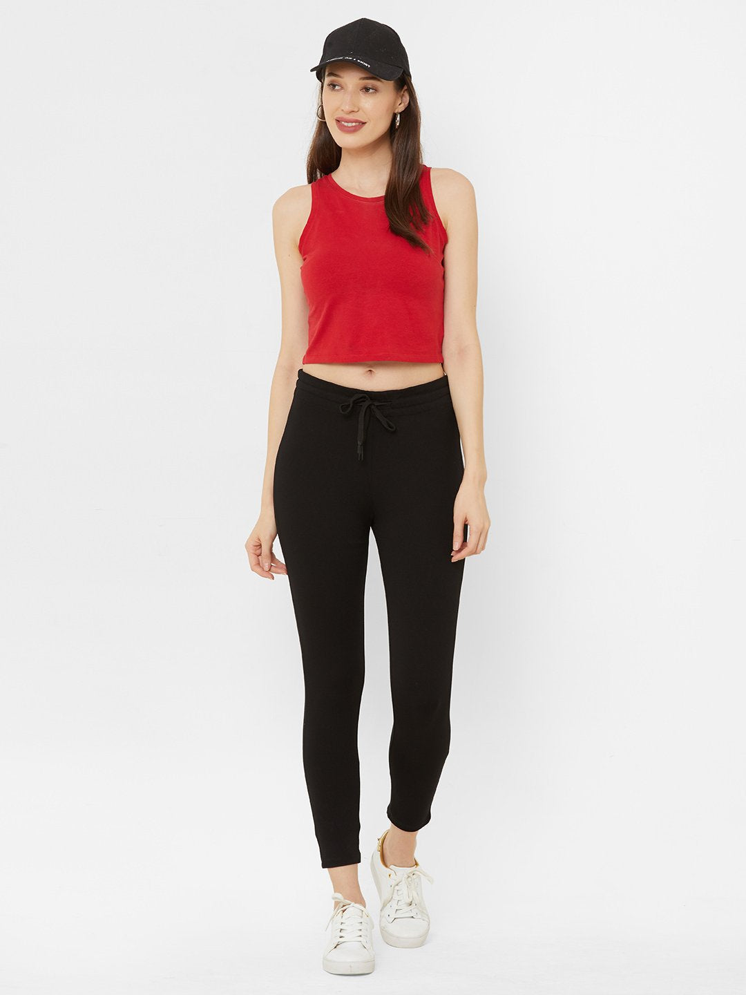 Women Black Mid-Rise Skinny Treggings