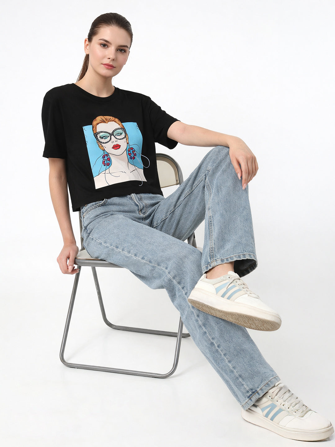 Women Black Graphic T-Shirt