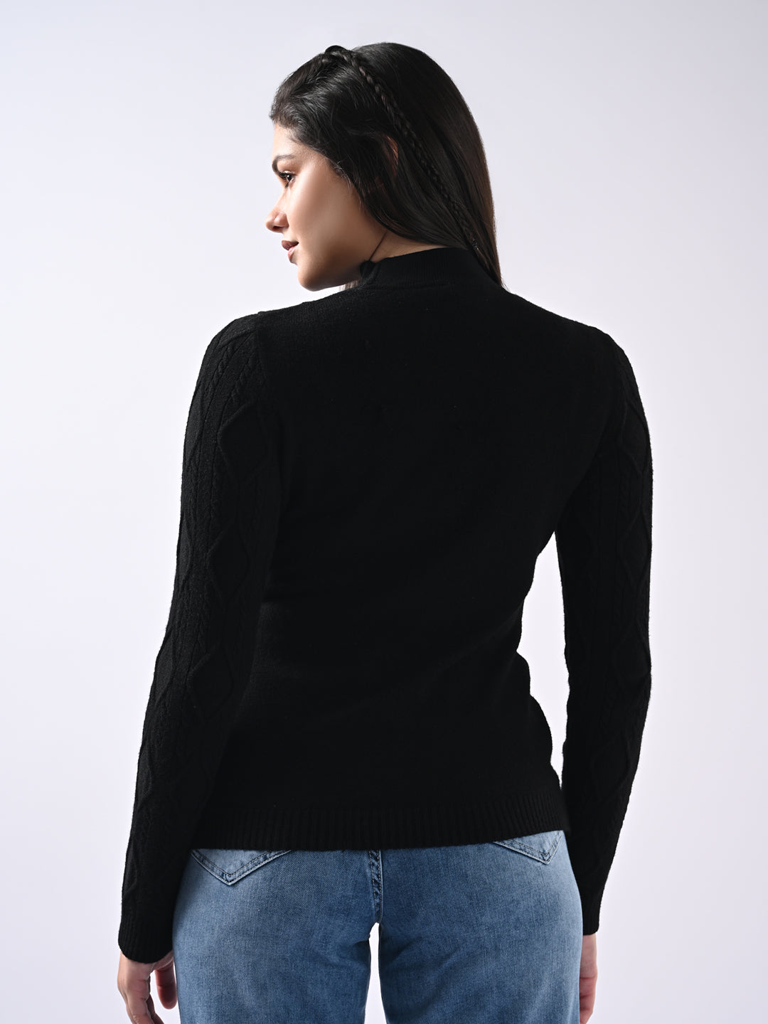 Women Black Slim Fit Sweater