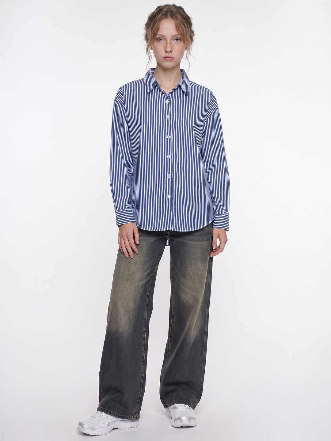 Electric Blue Stiped Oversized Shirt
