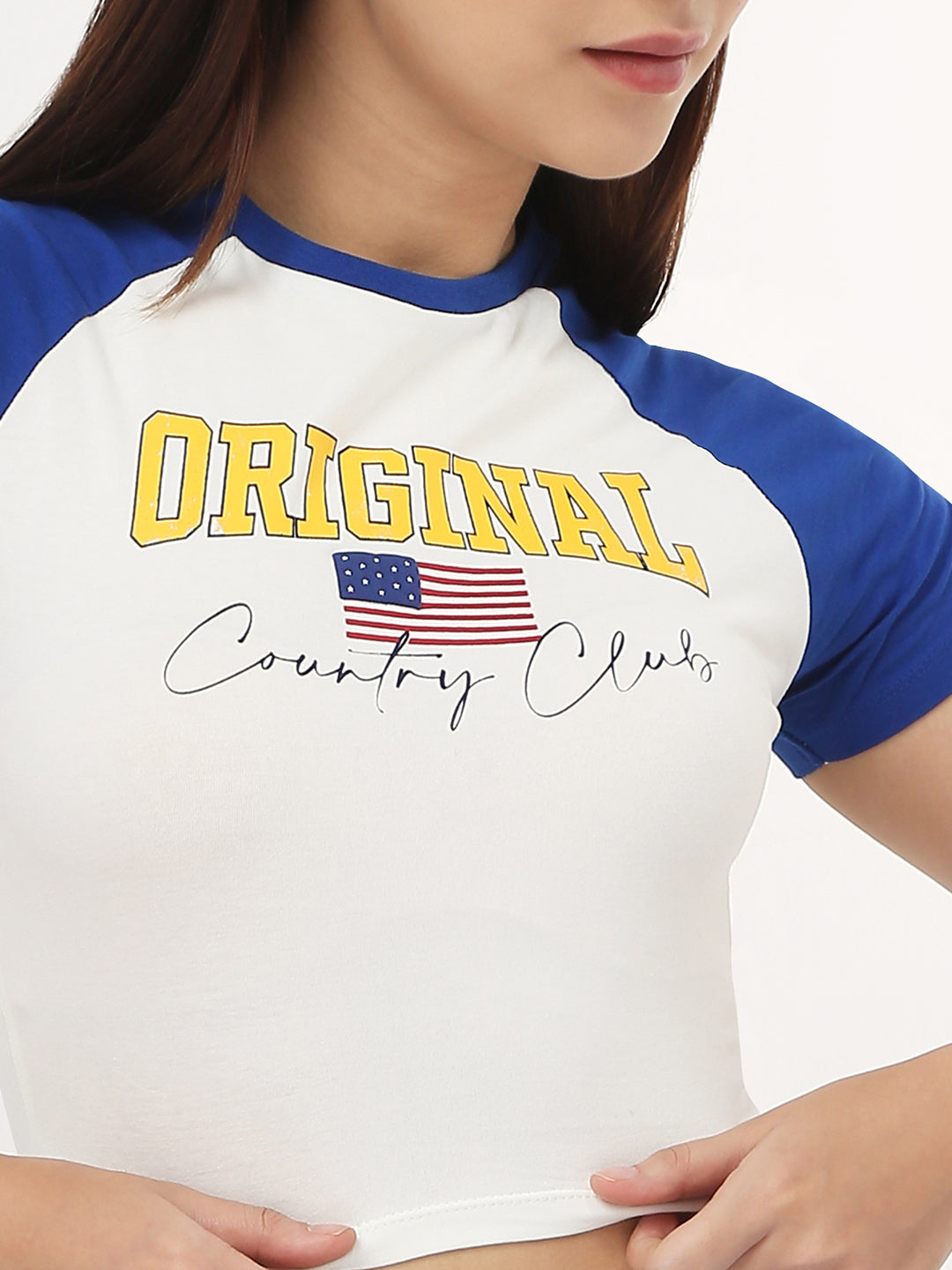 Women Ivory & Blue Slim Genz T-Shirt