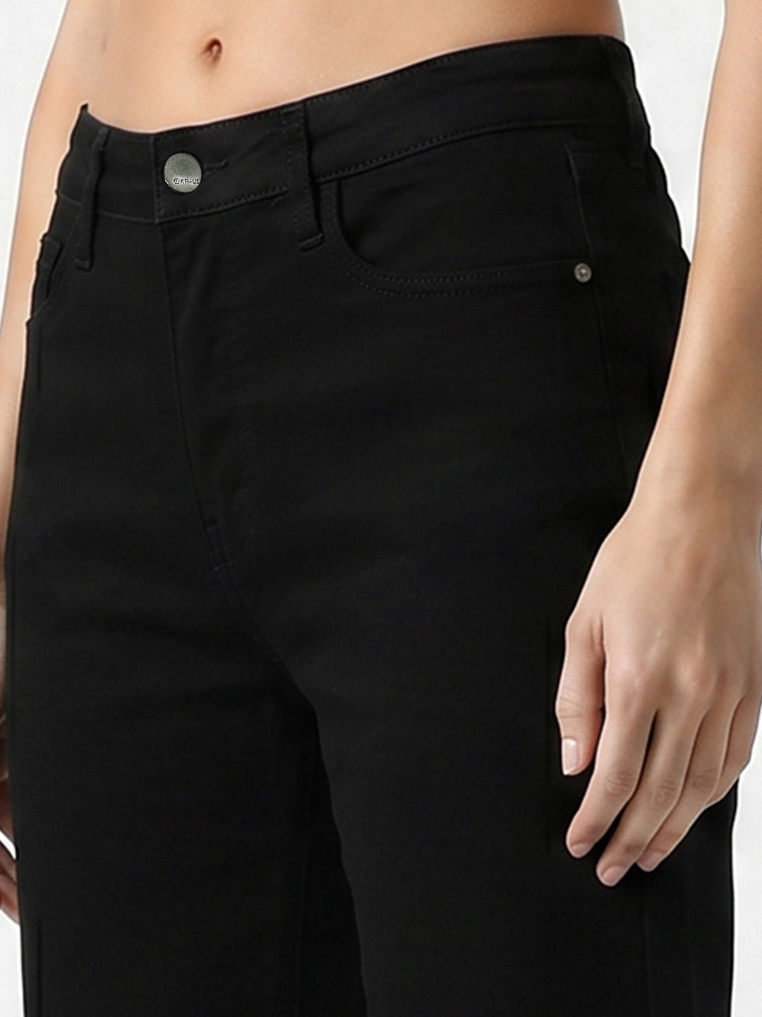 Women Black High-Rise Straight Fit Jeans