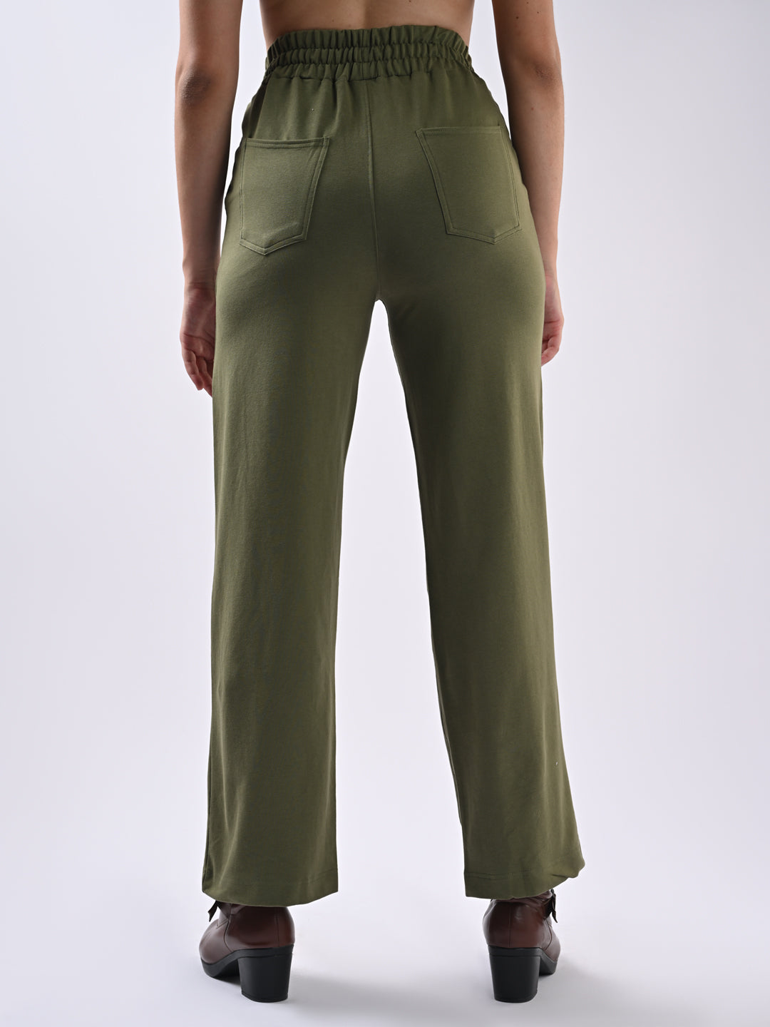 Women Olive Pink Loose Straight Jeans