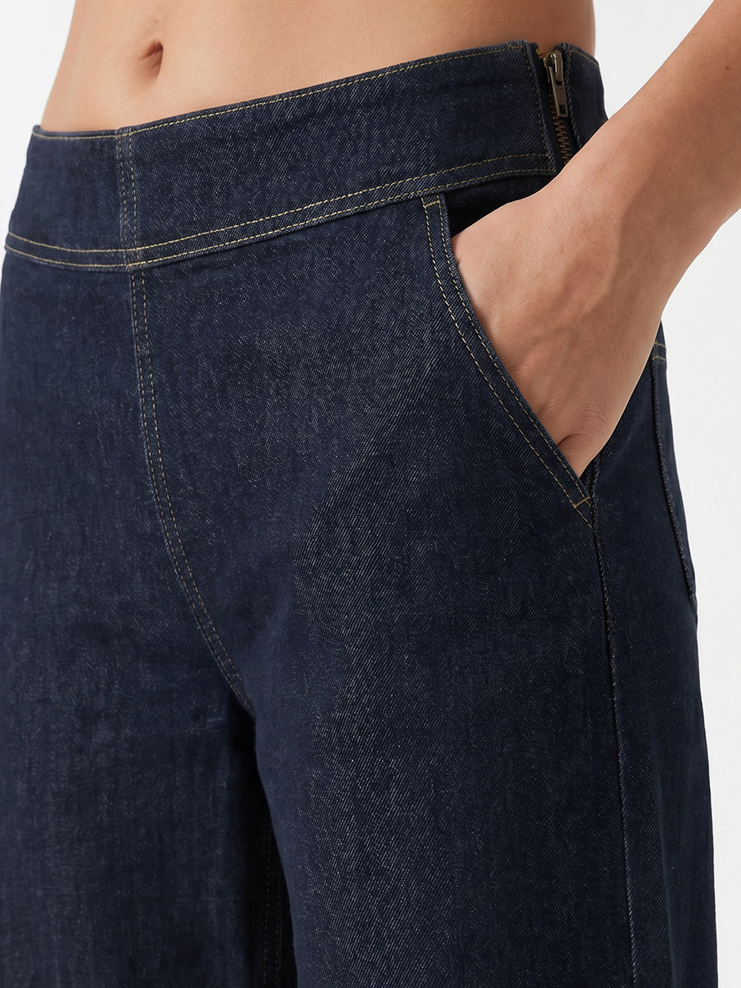 Dark Blue High-Rise Straight Fit Jeans