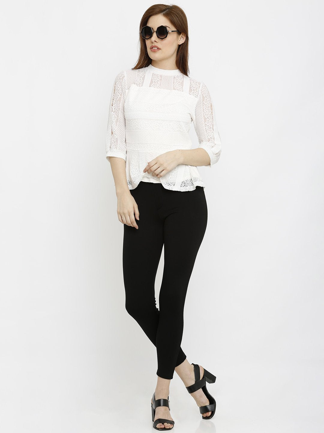 Women Black Mid-Rise Skinny Treggings