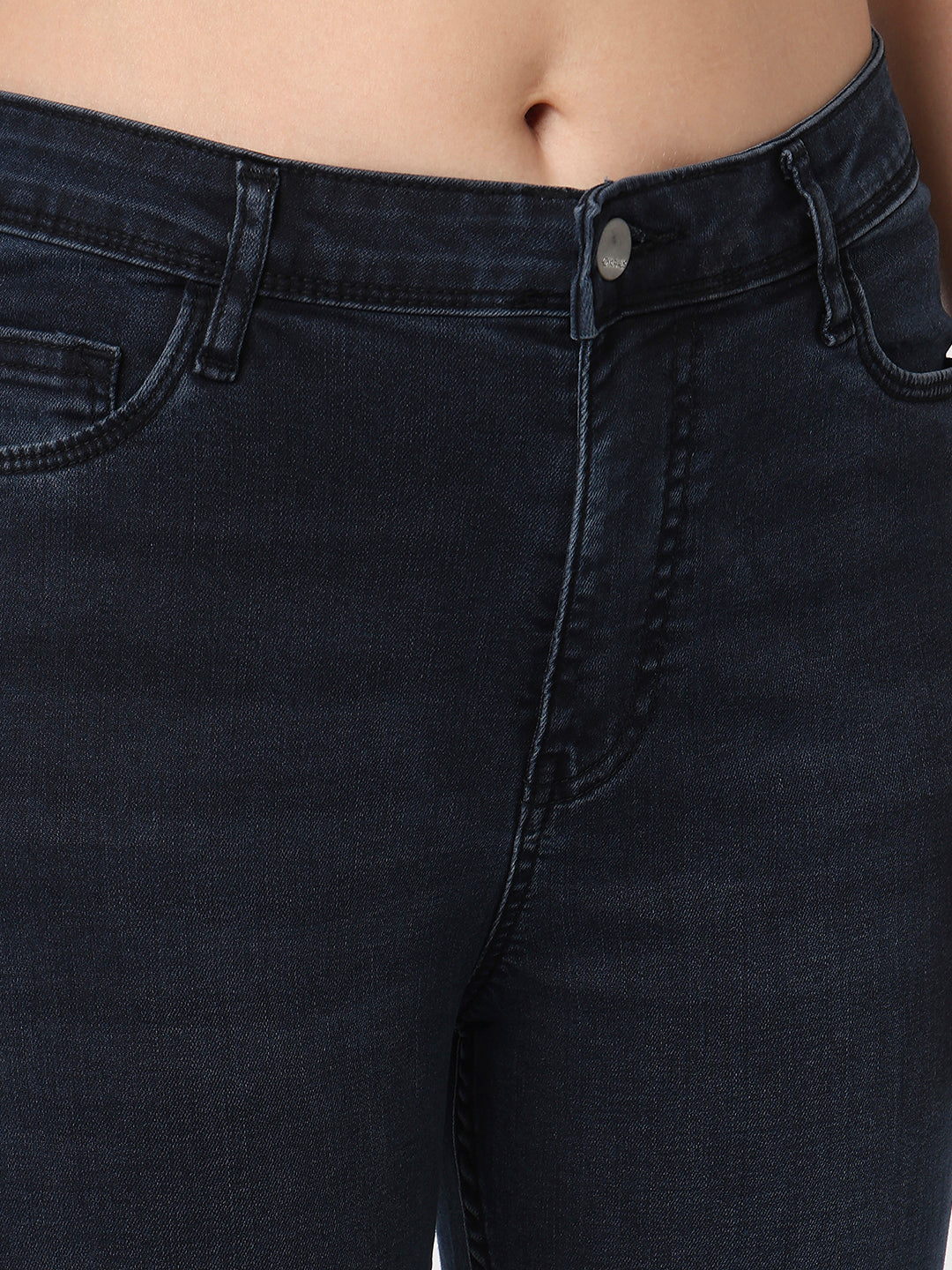 Slate Blue High-Rise Mini Flare Jeans