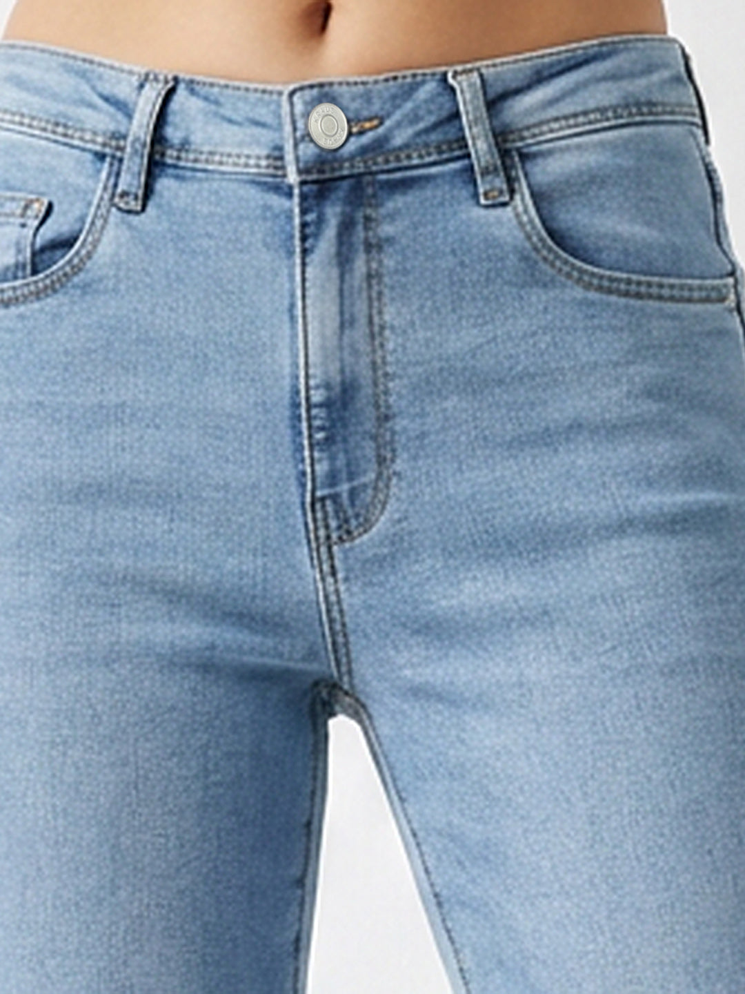 Women Light Blue High-Rise Crop Flare Jeans