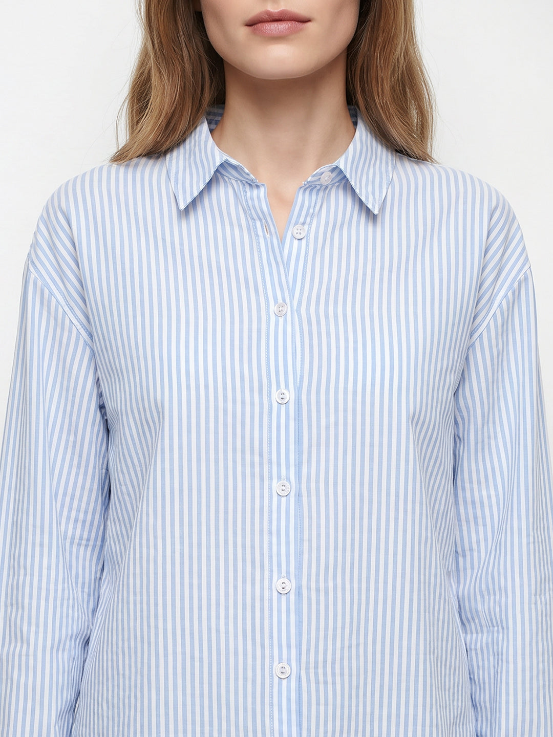 Women Sky/White Oversize Shirt