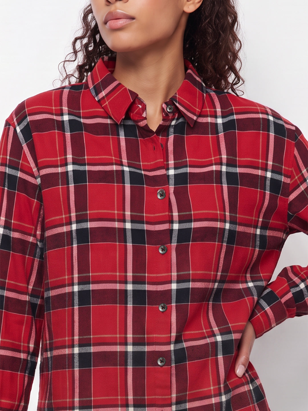 Red Checks Oversized Shirt
