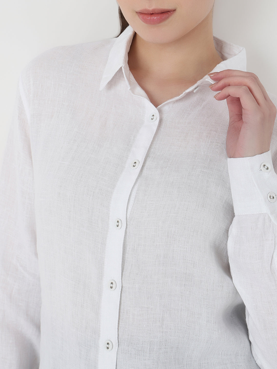 Women White Slim Fit Oversized Shirt