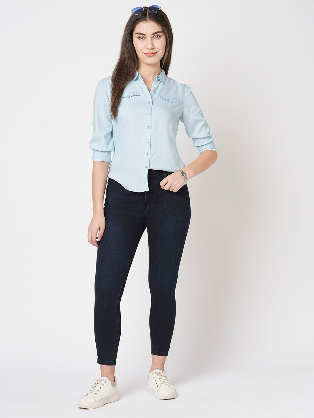 Women Light Blue Denim Shirt