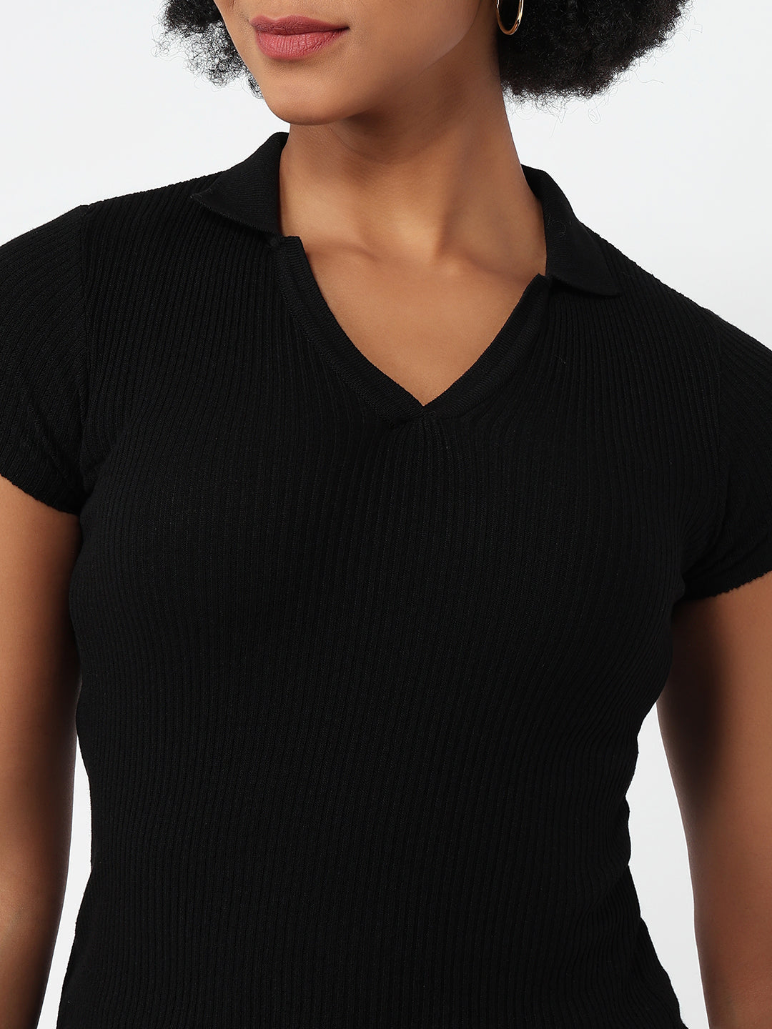 Women Black Slim Fit Flat Knit