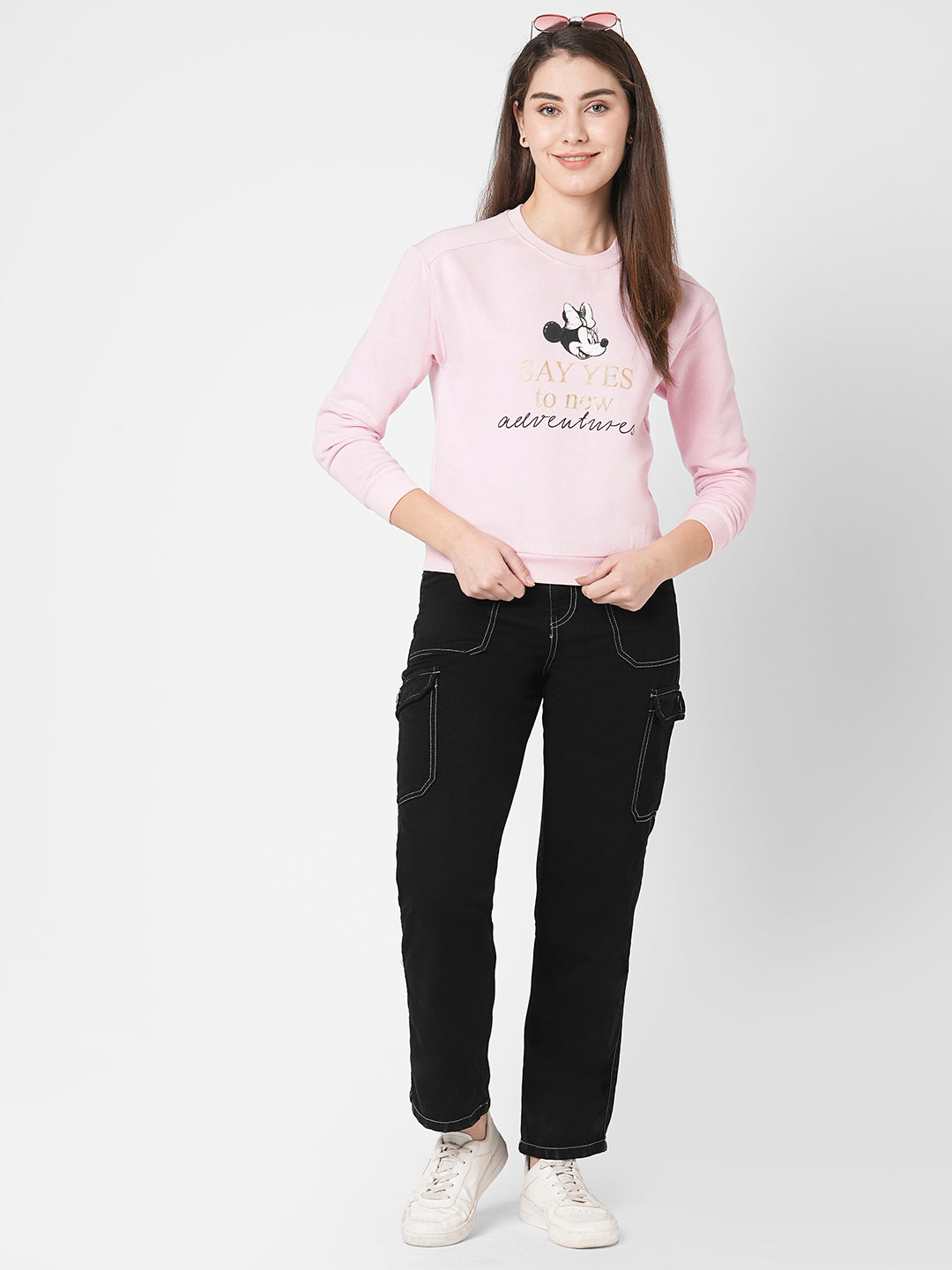Women Dusty Pink Slim Fit Sweatshirt