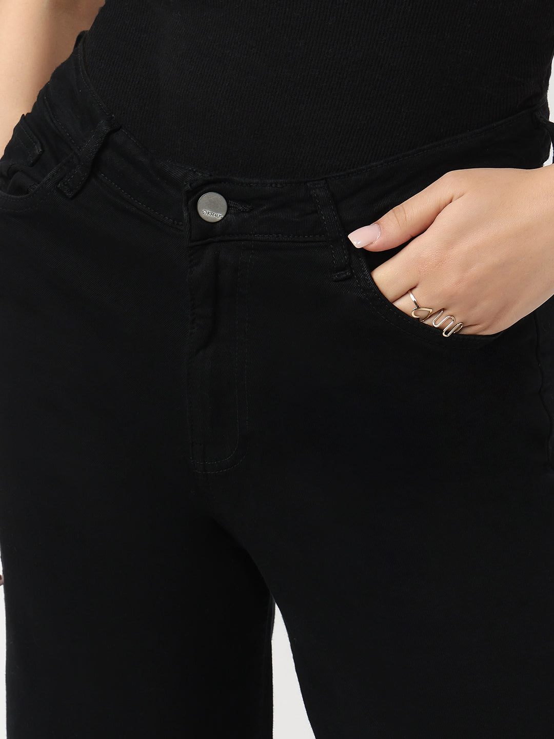 Women Black High-Rise Wide Leg Jeans