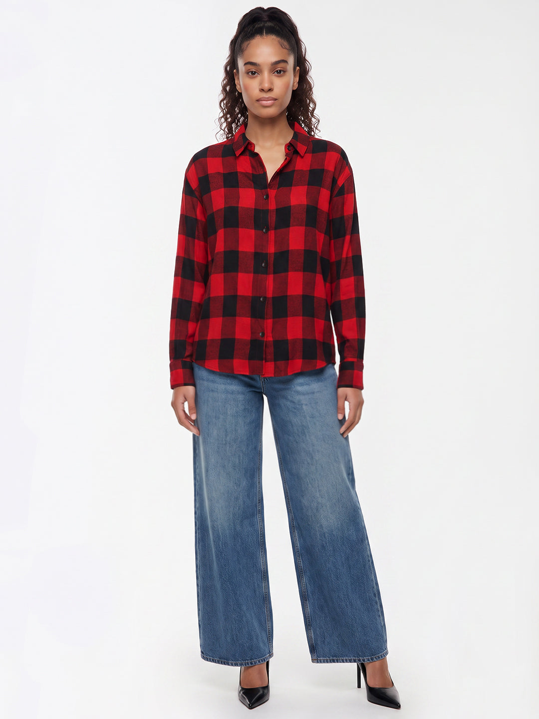 Red/Black Oversized Checked Shirt