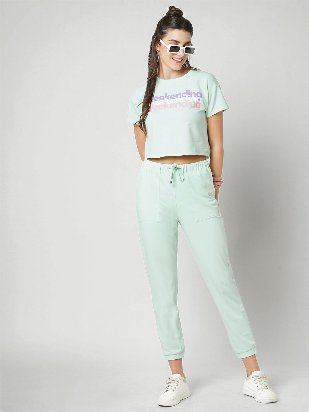 Women Mint Green High-Rise Athleisure