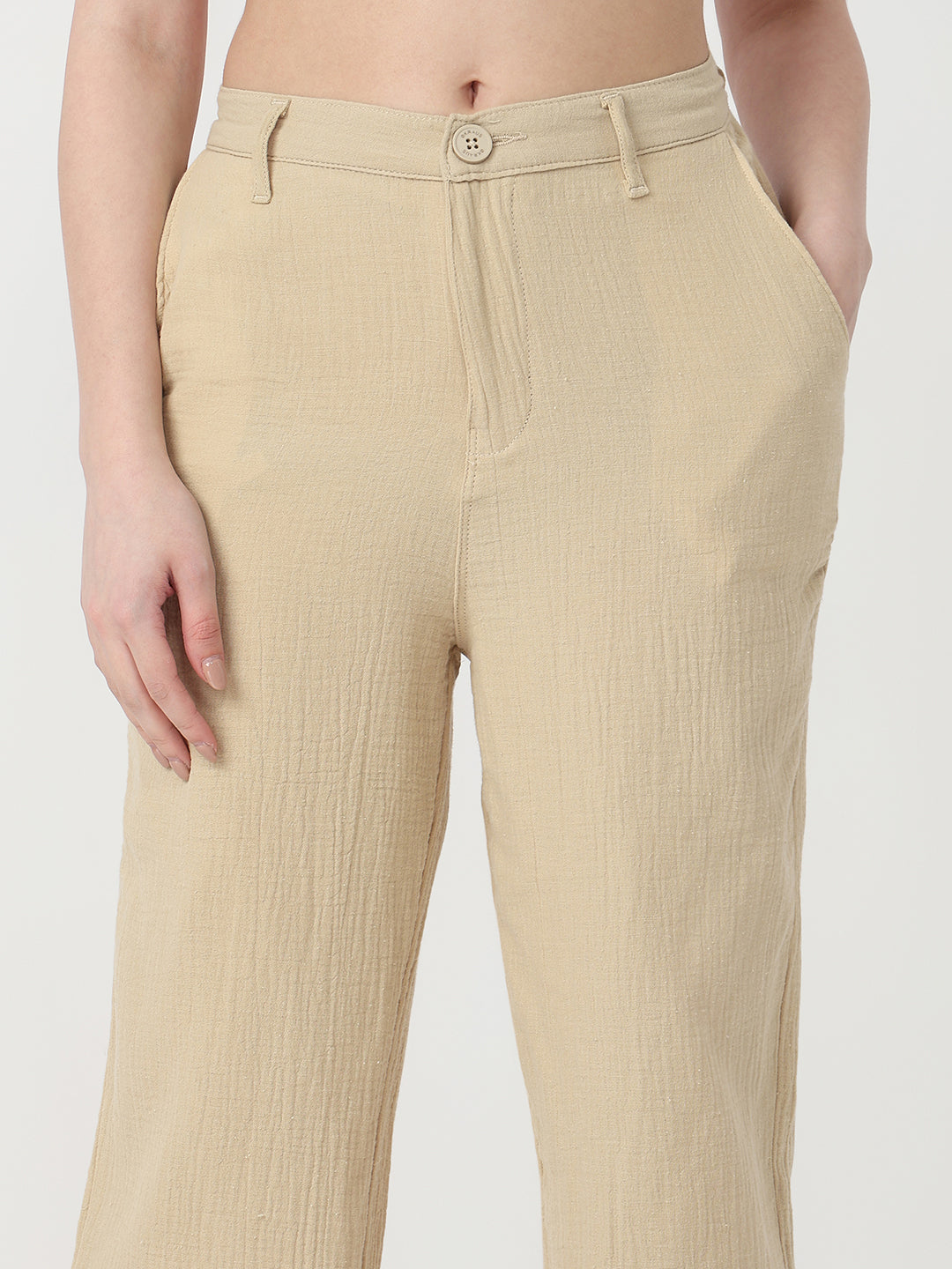 Women Oatmilk Straight Korean Pants