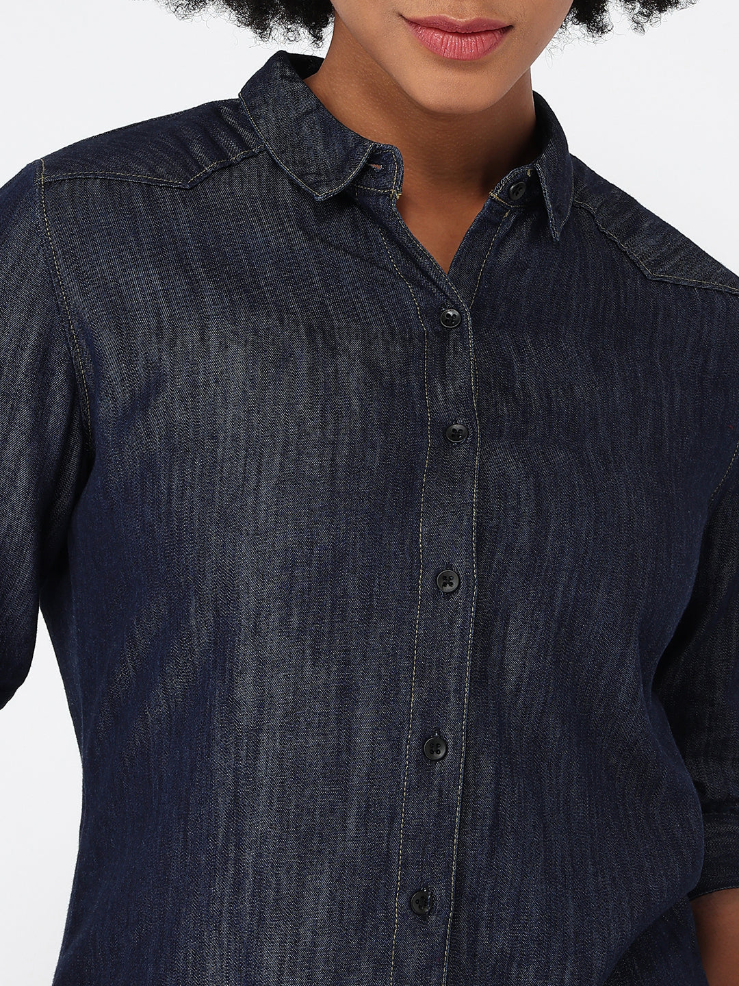 Women Dark Blue Slim Fit Shirt