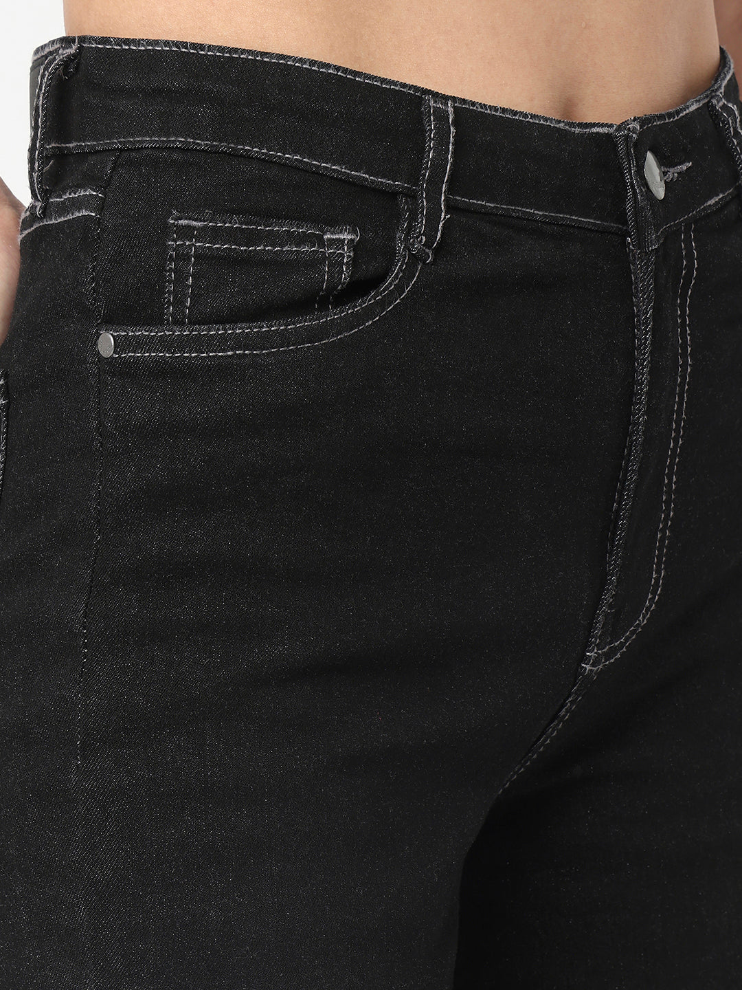 Women Black High-Rise Wide Leg Jeans