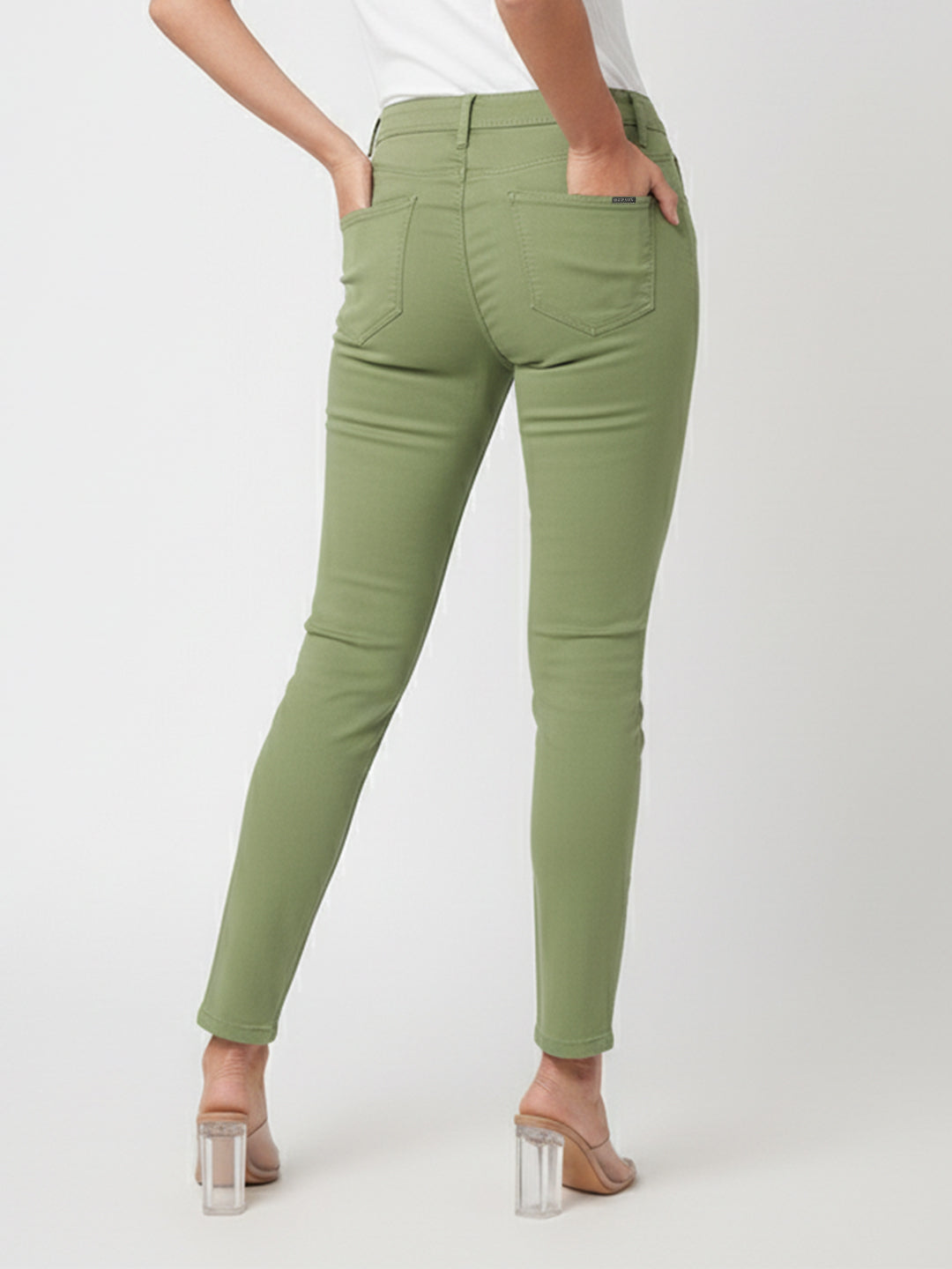 Women Olive High-Rise Skinny Jeans