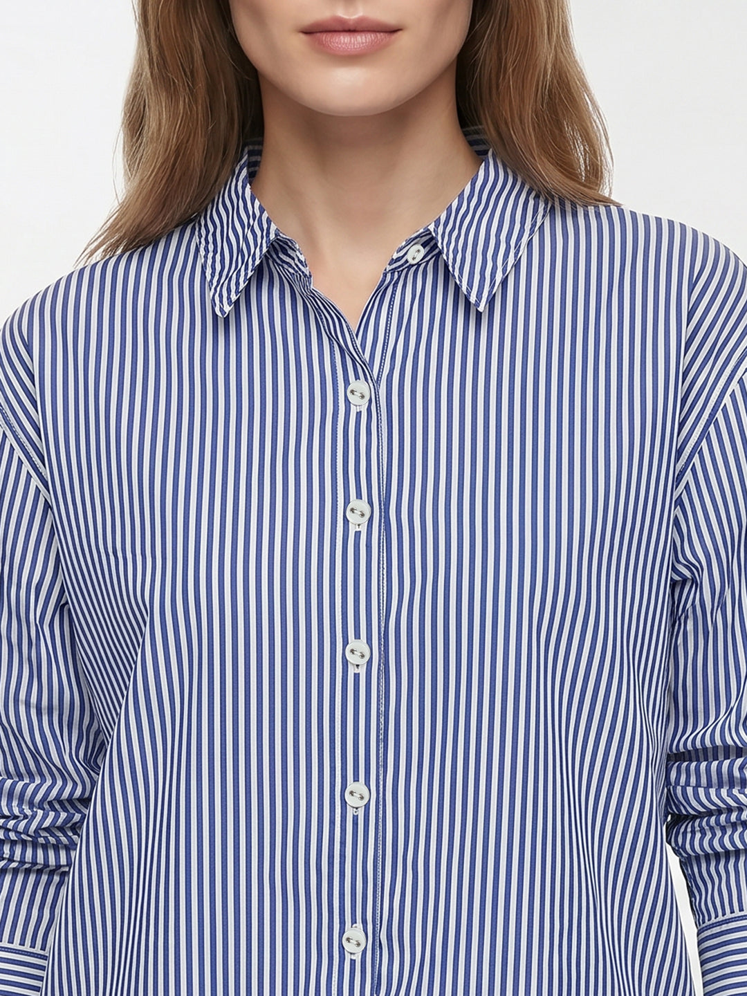 Women Electric Blue/White Oversize Shirt