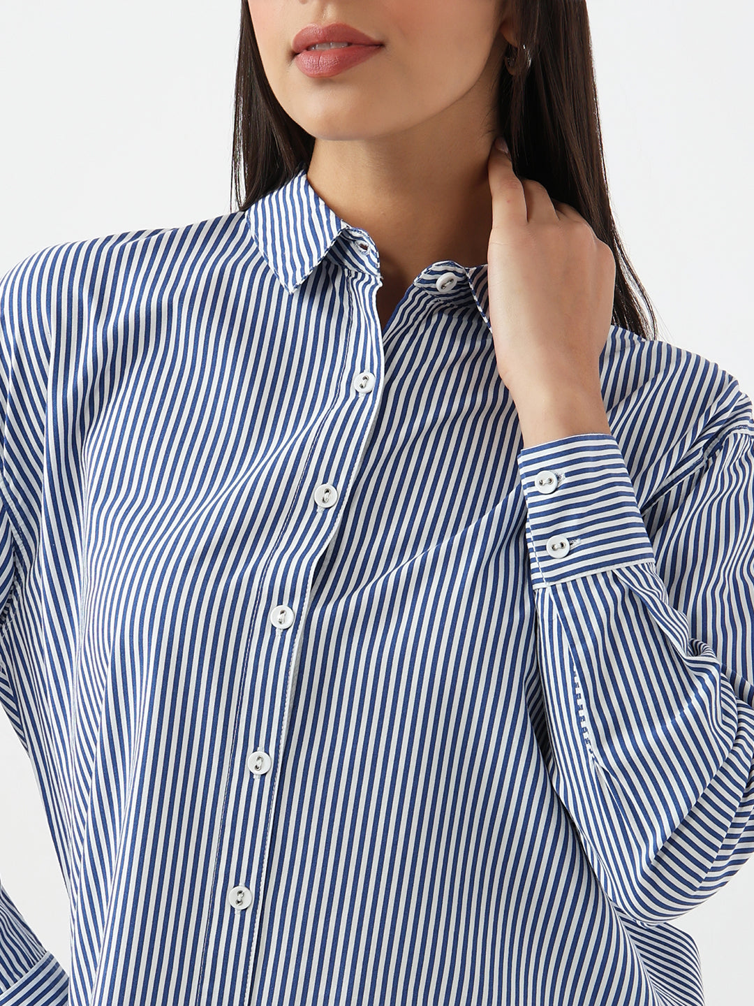 Women Blue/White Oversize Shirt