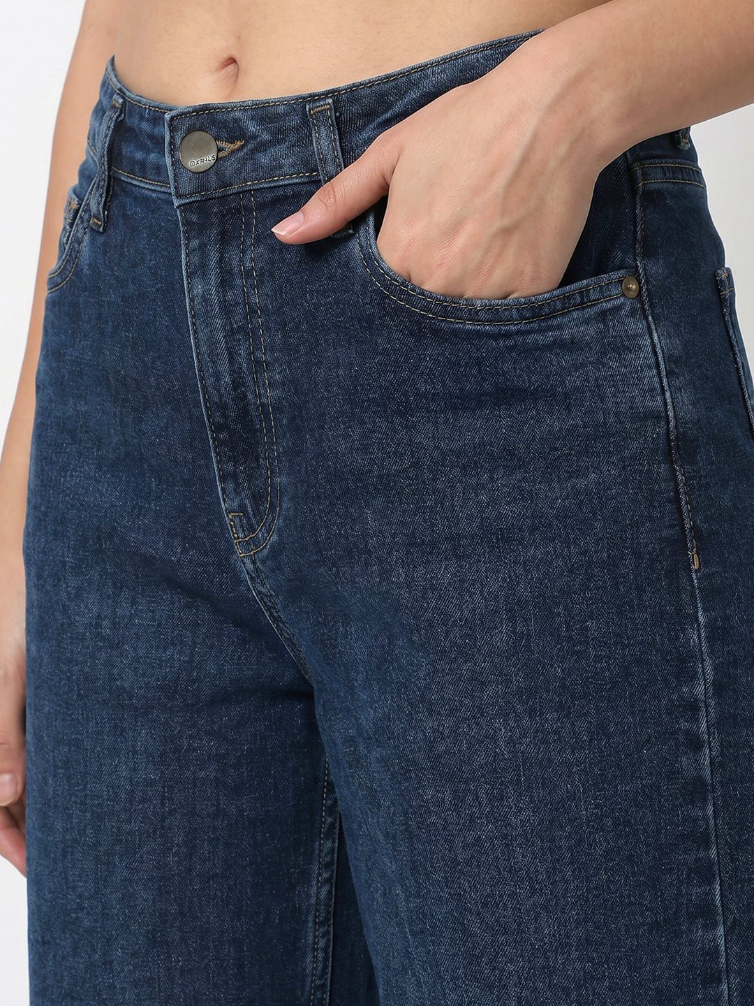 Women Blue High-Rise Culottes